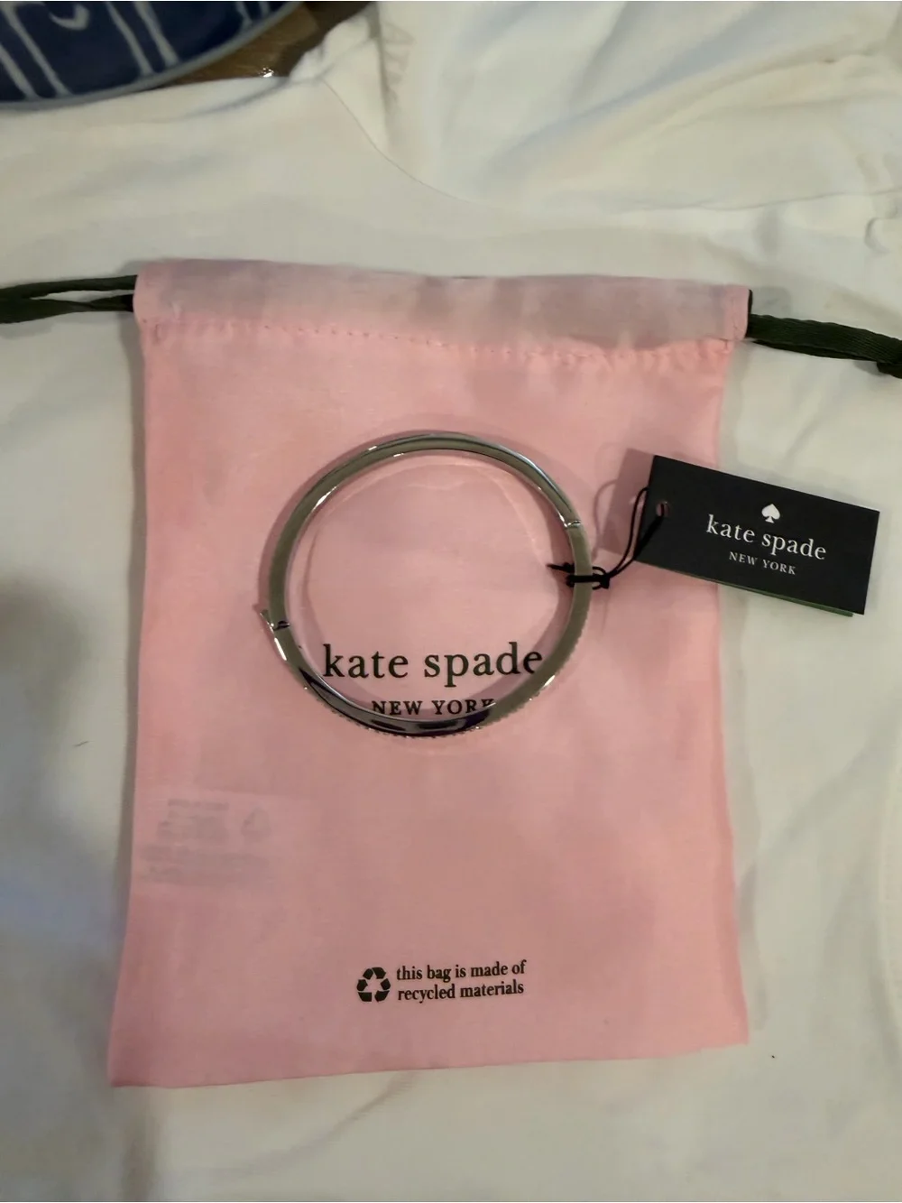 kate spade Silver-Tone Crystal Round Hinged Bangle - Picture 4 of 8